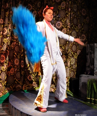 Jackie English in panto musical number